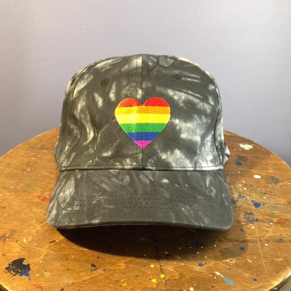 Sally Hansen heart ❤️ pride rainbow hat full 6 panel cap adjustable back strap